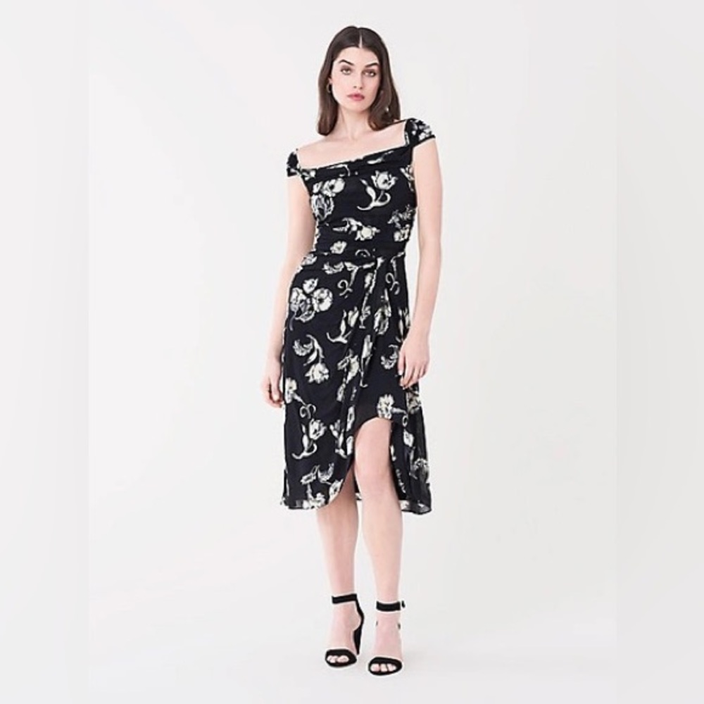 DVF Fannie Jersey Midi Dress in Prairie Black